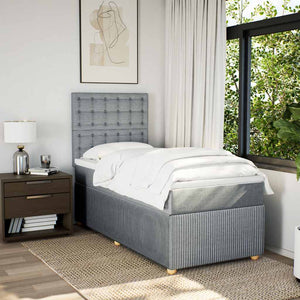 Κρεβάτι Boxspring με Στρώμα Ανοιχτό Γκρι 100x200 εκ. Υφασμάτινο - Pakobazaar