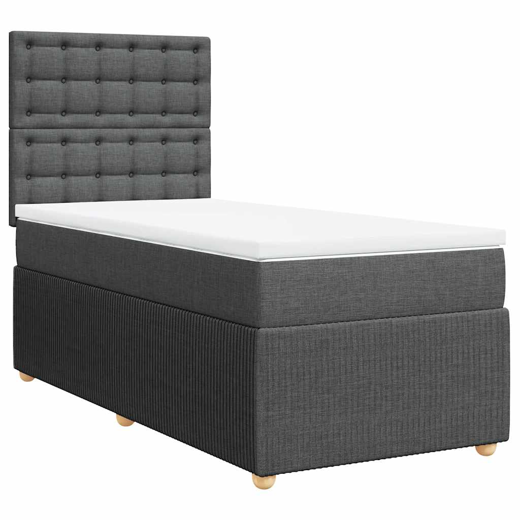 Κρεβάτι Boxspring με Στρώμα Σκούρο Γκρι 100x200 εκ. Υφασμάτινο - Pakobazaar