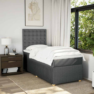 Κρεβάτι Boxspring με Στρώμα Σκούρο Γκρι 100x200 εκ. Υφασμάτινο - Pakobazaar
