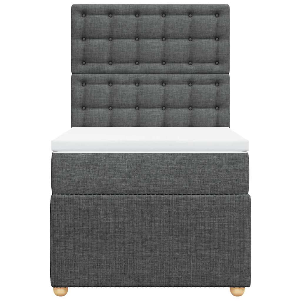 Κρεβάτι Boxspring με Στρώμα Σκούρο Γκρι 100x200 εκ. Υφασμάτινο - Pakobazaar