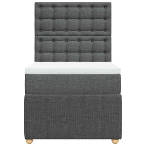 Κρεβάτι Boxspring με Στρώμα Σκούρο Γκρι 100x200 εκ. Υφασμάτινο - Pakobazaar