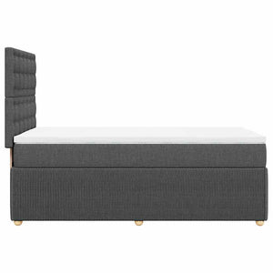 Κρεβάτι Boxspring με Στρώμα Σκούρο Γκρι 100x200 εκ. Υφασμάτινο - Pakobazaar
