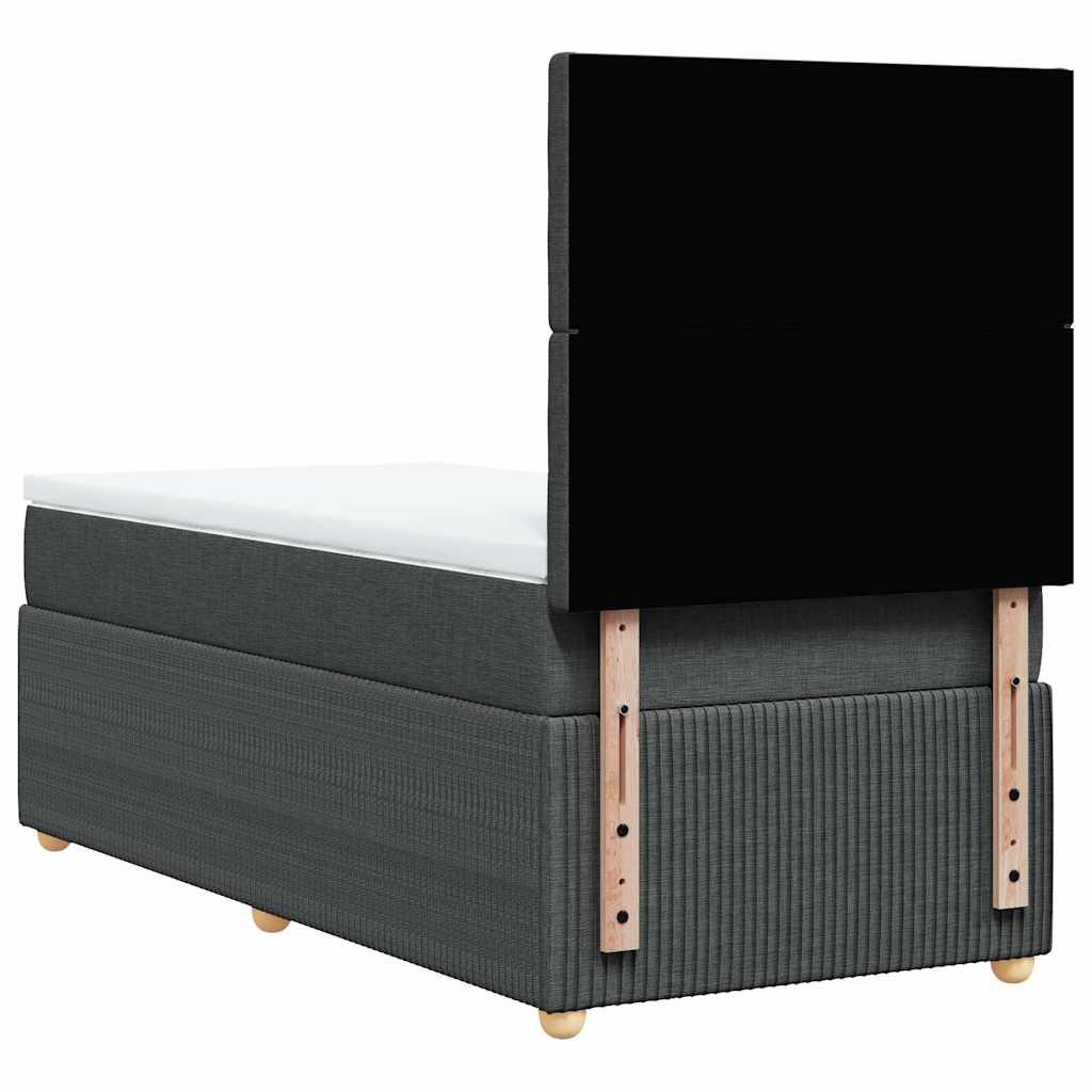 Κρεβάτι Boxspring με Στρώμα Σκούρο Γκρι 100x200 εκ. Υφασμάτινο - Pakobazaar