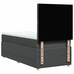 Κρεβάτι Boxspring με Στρώμα Σκούρο Γκρι 100x200 εκ. Υφασμάτινο - Pakobazaar