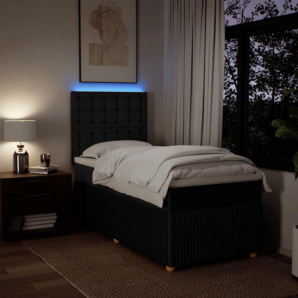 Κρεβάτι Boxspring με Στρώμα Μαύρο 100 x 200 εκ. Υφασμάτινο - Pakobazaar