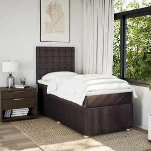 Κρεβάτι Boxspring με Στρώμα Σκούρο Καφέ 100x200 εκ. Υφασμάτινο - Pakobazaar