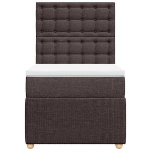 Κρεβάτι Boxspring με Στρώμα Σκούρο Καφέ 100x200 εκ. Υφασμάτινο - Pakobazaar