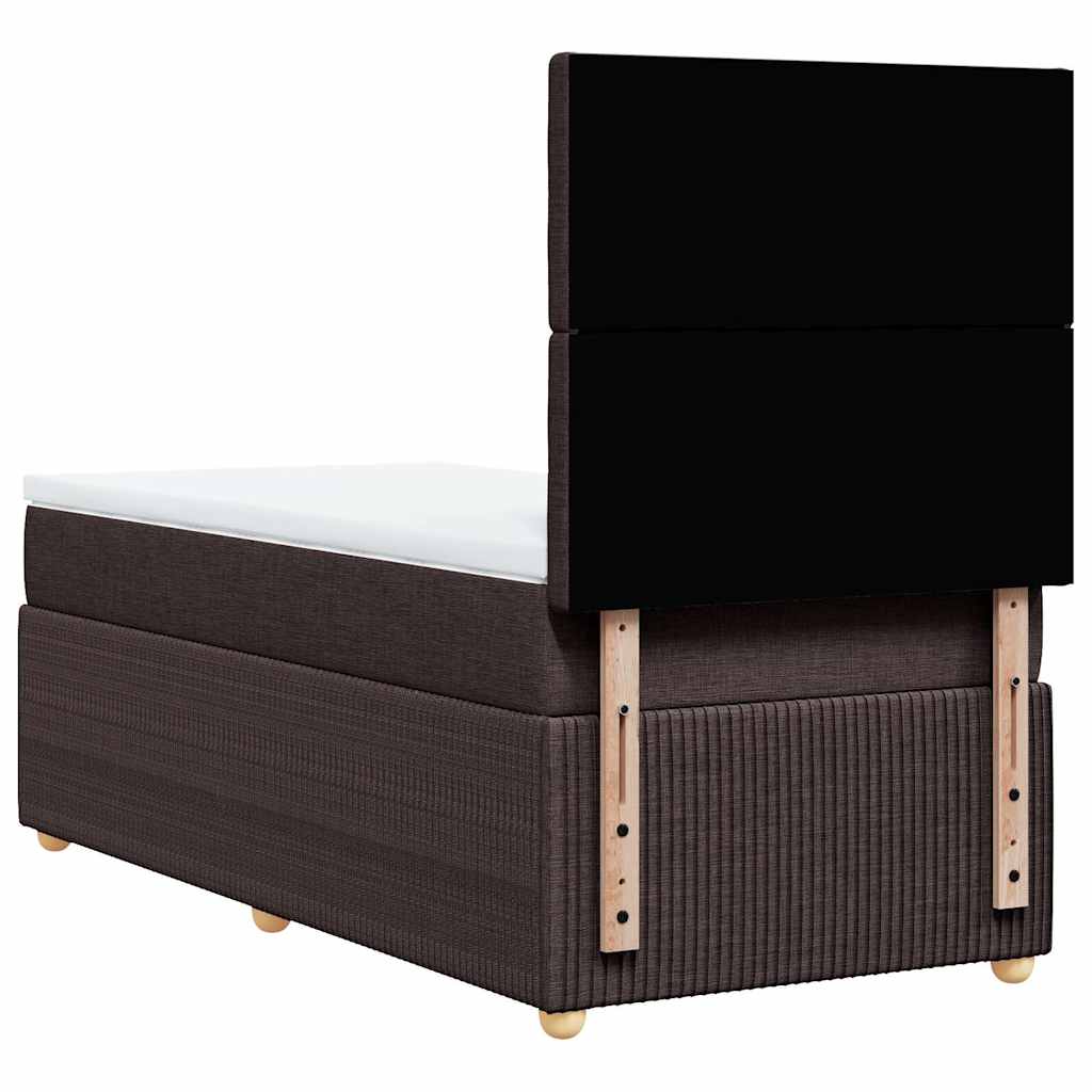 Κρεβάτι Boxspring με Στρώμα Σκούρο Καφέ 100x200 εκ. Υφασμάτινο - Pakobazaar