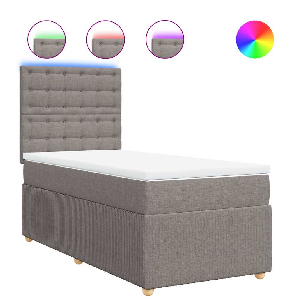 Κρεβάτι Boxspring με Στρώμα Taupe 100 x 200 εκ. Υφασμάτινο - Pakobazaar