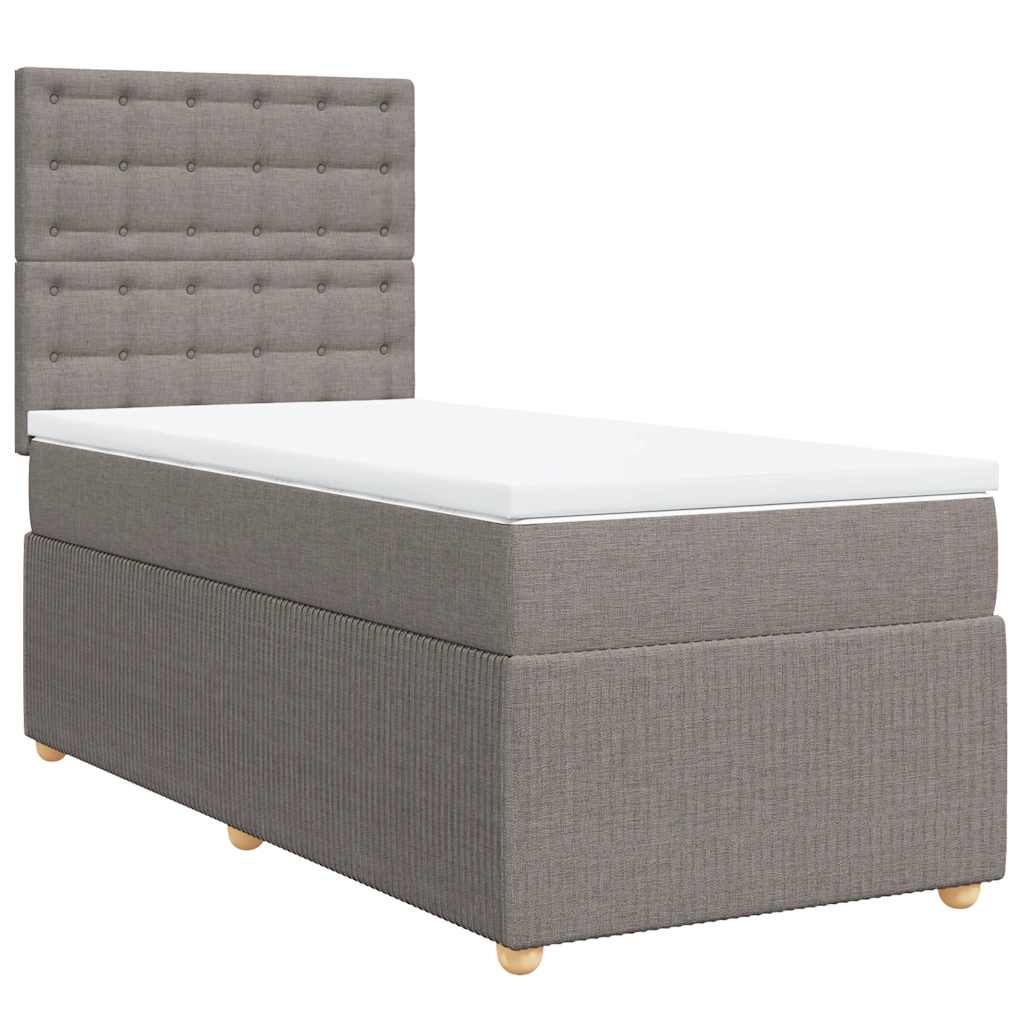 Κρεβάτι Boxspring με Στρώμα Taupe 100 x 200 εκ. Υφασμάτινο - Pakobazaar