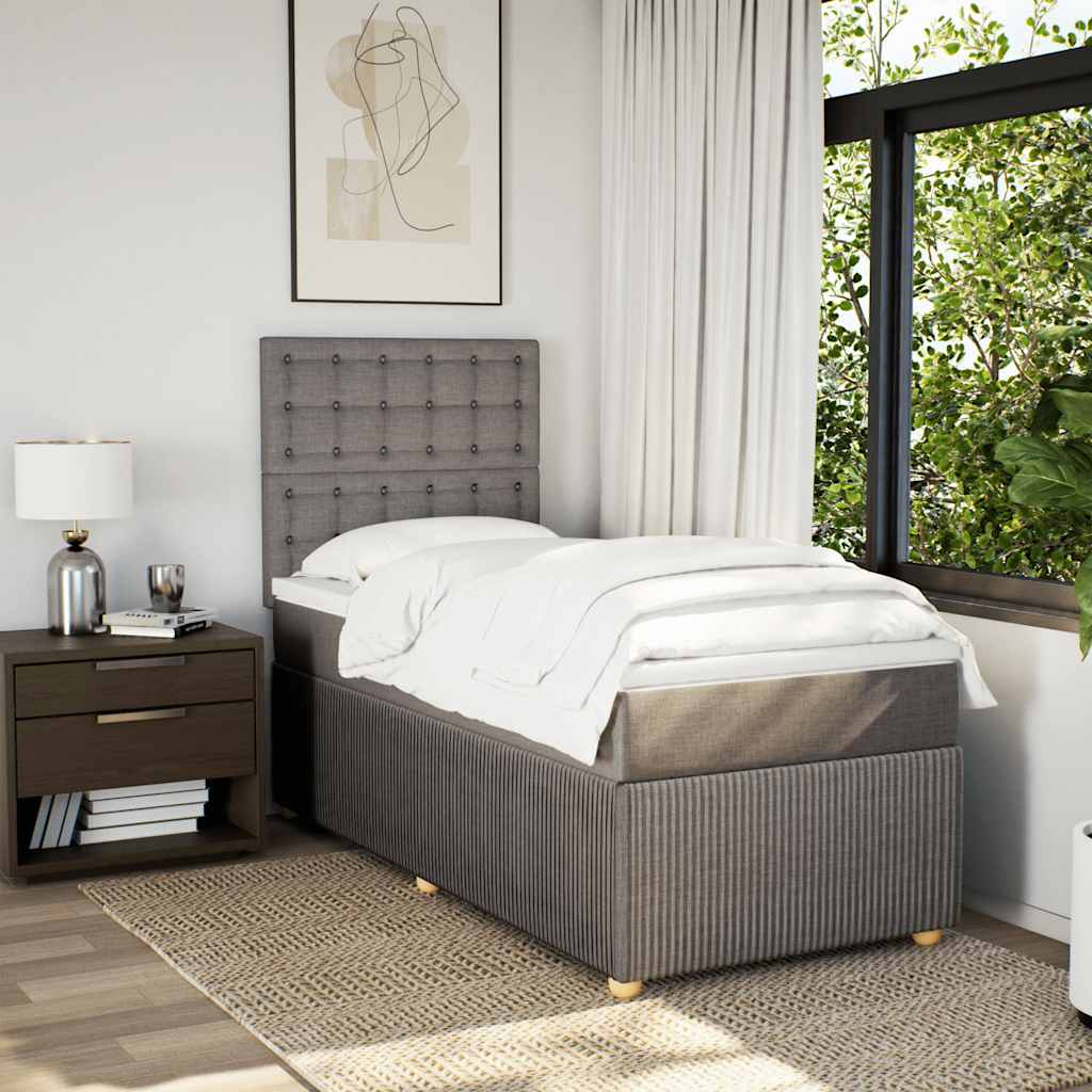 Κρεβάτι Boxspring με Στρώμα Taupe 100 x 200 εκ. Υφασμάτινο - Pakobazaar