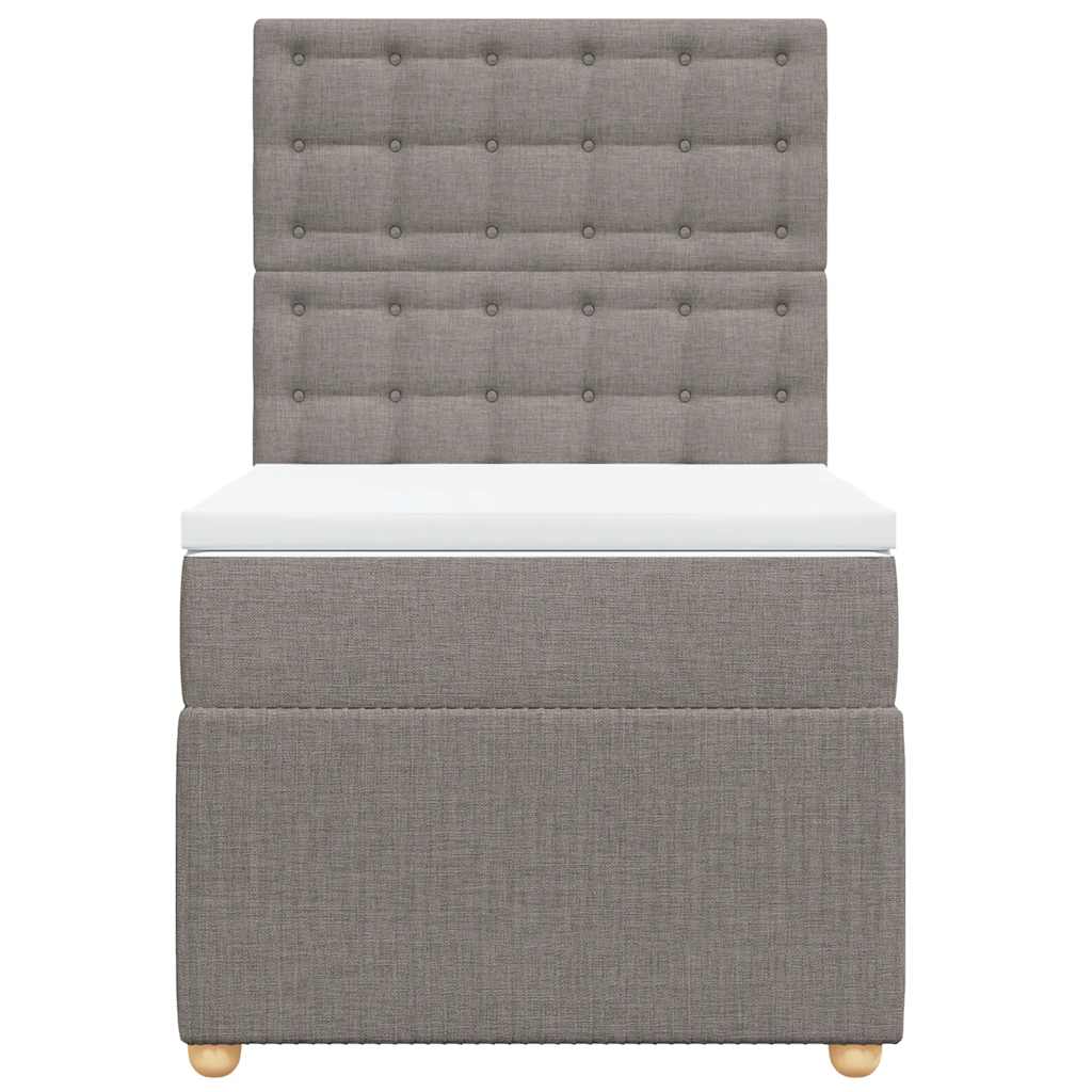 Κρεβάτι Boxspring με Στρώμα Taupe 100 x 200 εκ. Υφασμάτινο - Pakobazaar