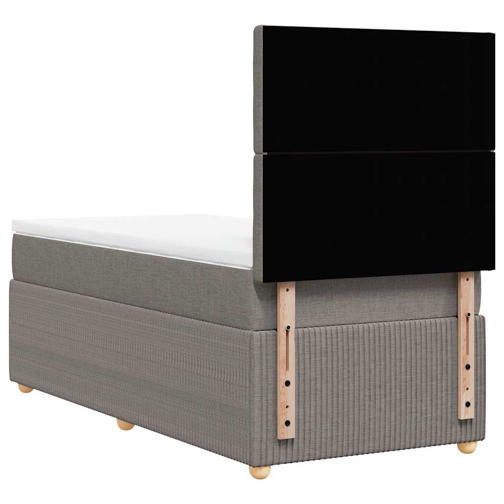 Κρεβάτι Boxspring με Στρώμα Taupe 100 x 200 εκ. Υφασμάτινο - Pakobazaar