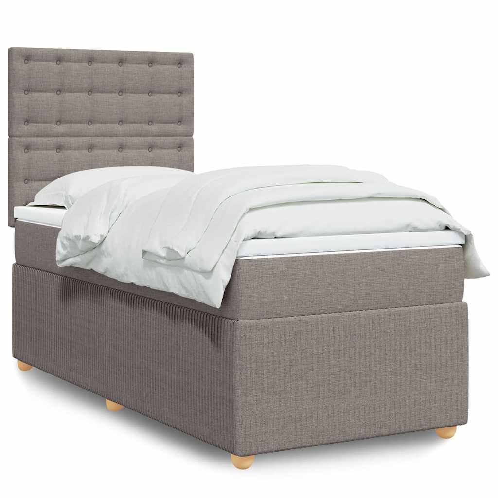 Κρεβάτι Boxspring με Στρώμα Taupe 100 x 200 εκ. Υφασμάτινο - Pakobazaar