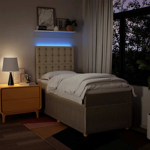 Κρεβάτι Boxspring με Στρώμα Κρεμ 100 x 200 εκ. Υφασμάτινο