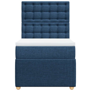 Κρεβάτι Boxspring με Στρώμα Μπλε 100 x 200 εκ. Υφασμάτινο