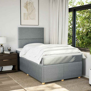 Κρεβάτι Boxspring με Στρώμα Ανοιχτό Γκρι 120x190 εκ. Υφασμάτινο - Pakobazaar
