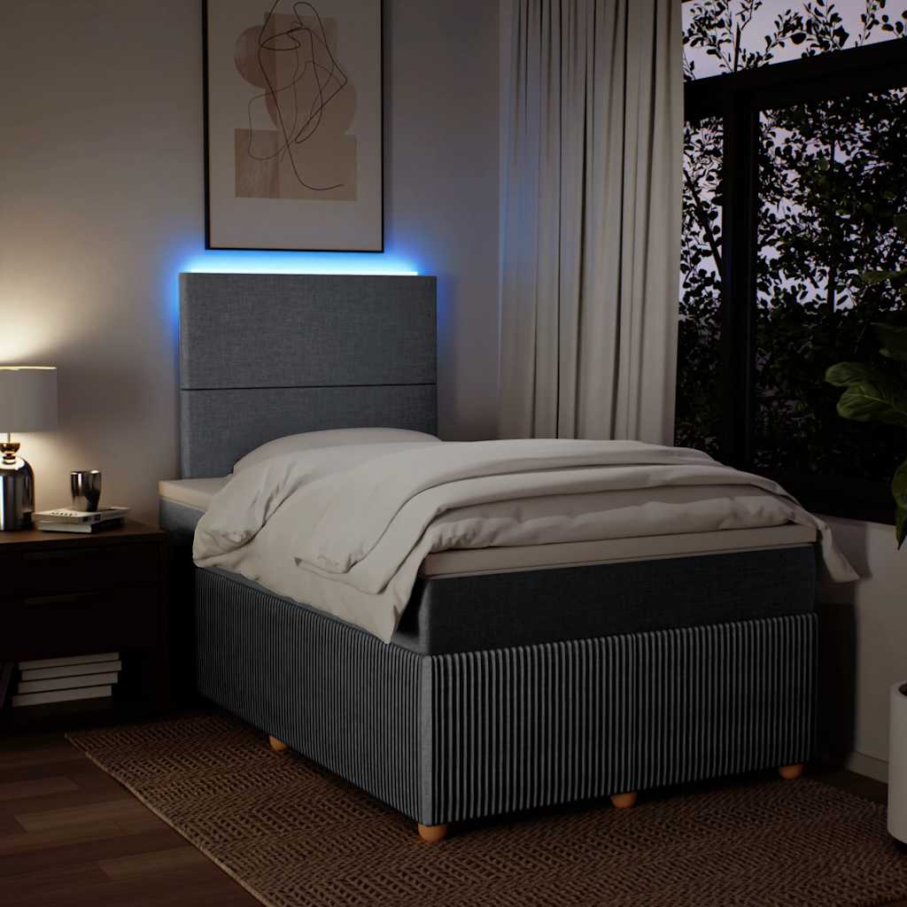 Κρεβάτι Boxspring με Στρώμα Ανοιχτό Γκρι 120x190 εκ. Υφασμάτινο - Pakobazaar