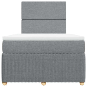 Κρεβάτι Boxspring με Στρώμα Ανοιχτό Γκρι 120x190 εκ. Υφασμάτινο - Pakobazaar