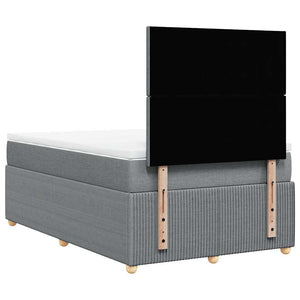 Κρεβάτι Boxspring με Στρώμα Ανοιχτό Γκρι 120x190 εκ. Υφασμάτινο - Pakobazaar