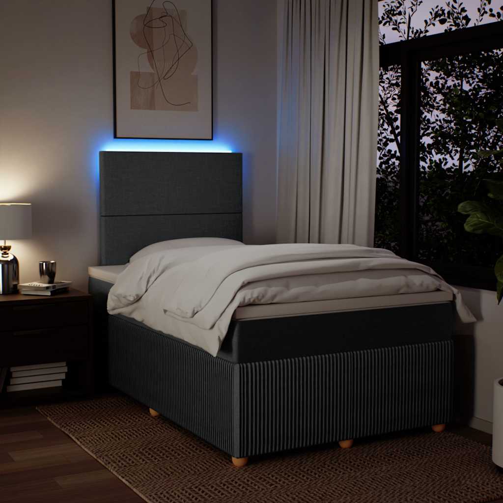 Κρεβάτι Boxspring με Στρώμα Σκούρο Γκρι 120x190 εκ Υφασμάτινο - Pakobazaar