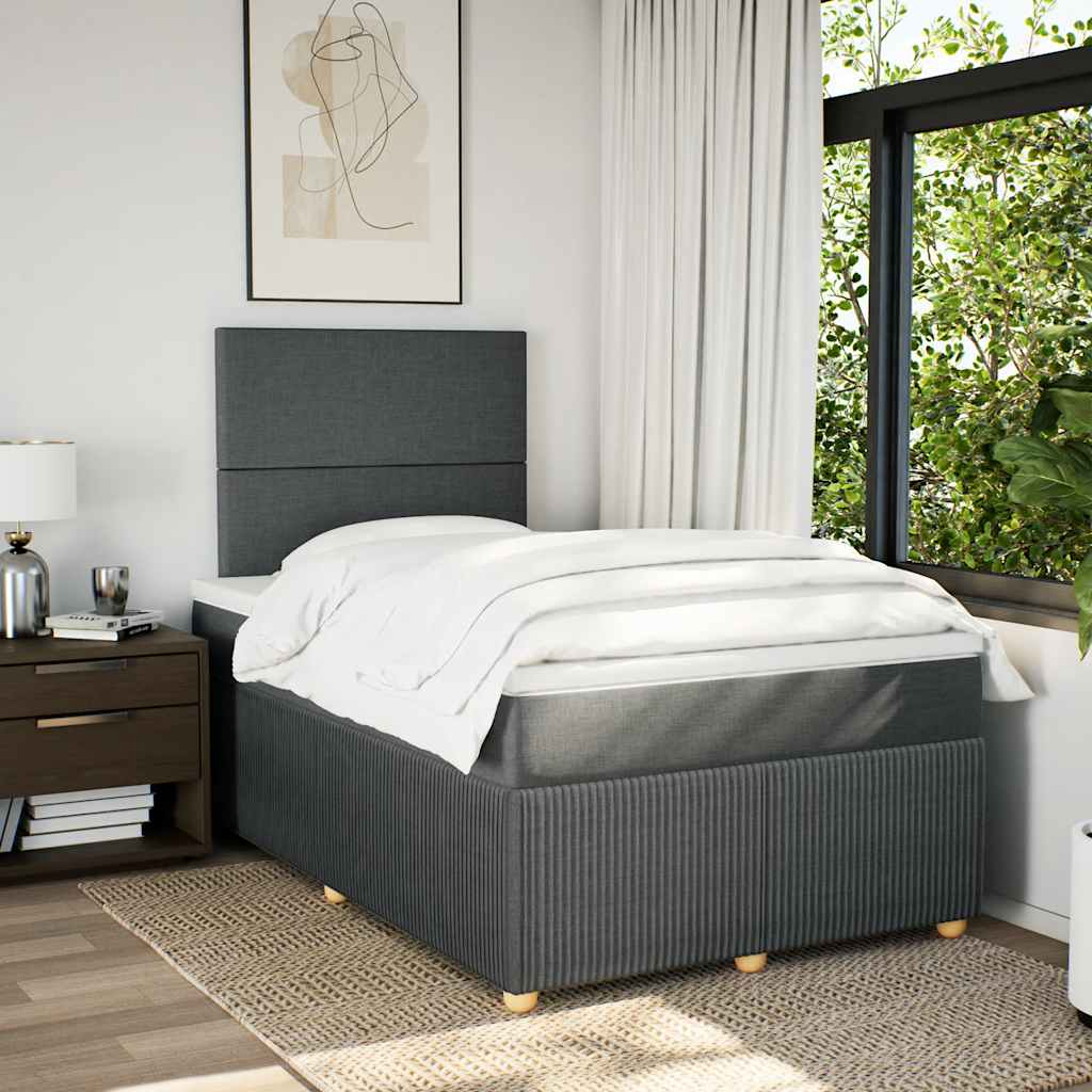 Κρεβάτι Boxspring με Στρώμα Σκούρο Γκρι 120x190 εκ Υφασμάτινο - Pakobazaar