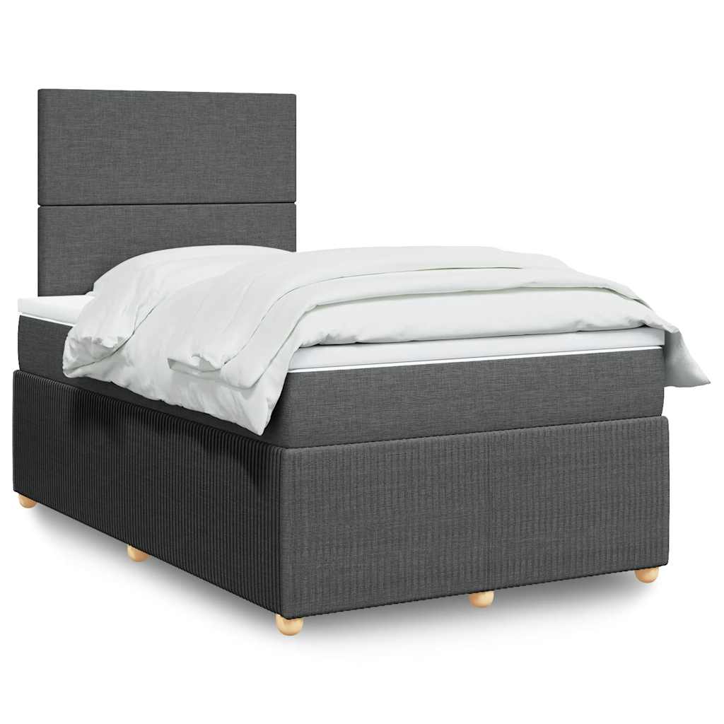 Κρεβάτι Boxspring με Στρώμα Σκούρο Γκρι 120x190 εκ Υφασμάτινο - Pakobazaar