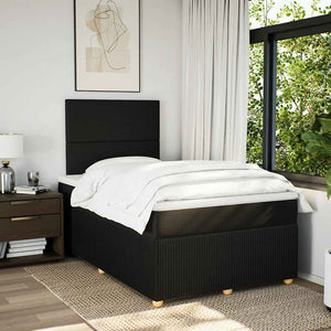 Κρεβάτι Boxspring με Στρώμα Μαύρο 120x190 εκ. Υφασμάτινο - Pakobazaar