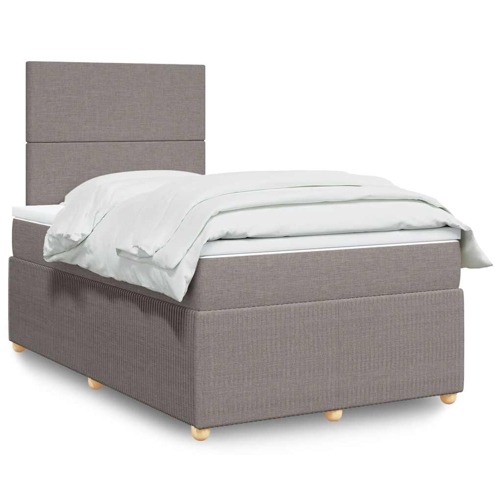 Κρεβάτι Boxspring με Στρώμα Taupe 120x190 εκ. Υφασμάτινο - Pakobazaar