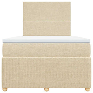 Κρεβάτι Boxspring με Στρώμα Κρεμ 120x190 εκ. Υφασμάτινο - Pakobazaar