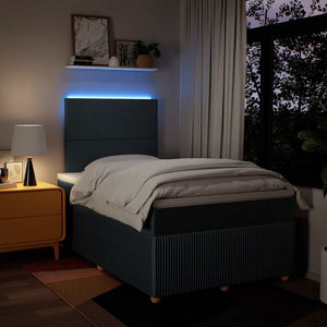 Κρεβάτι Boxspring με Στρώμα Μπλε 120x190 εκ. Υφασμάτινο - Pakobazaar