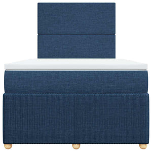 Κρεβάτι Boxspring με Στρώμα Μπλε 120x190 εκ. Υφασμάτινο - Pakobazaar