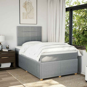 Κρεβάτι Boxspring με Στρώμα Ανοιχτό Γκρι 120x190 εκ. Υφασμάτινο - Pakobazaar