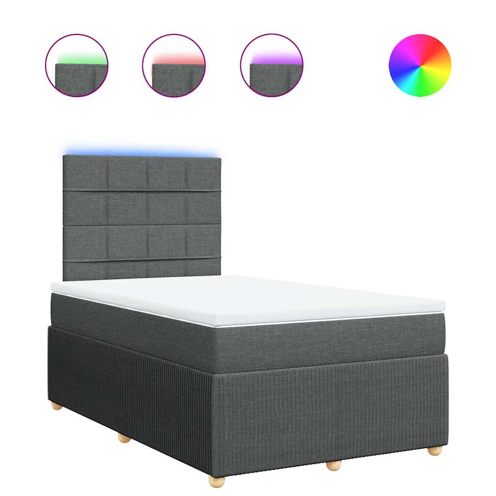 Κρεβάτι Boxspring με Στρώμα Σκούρο Γκρι 120x190 εκ Υφασμάτινο - Pakobazaar