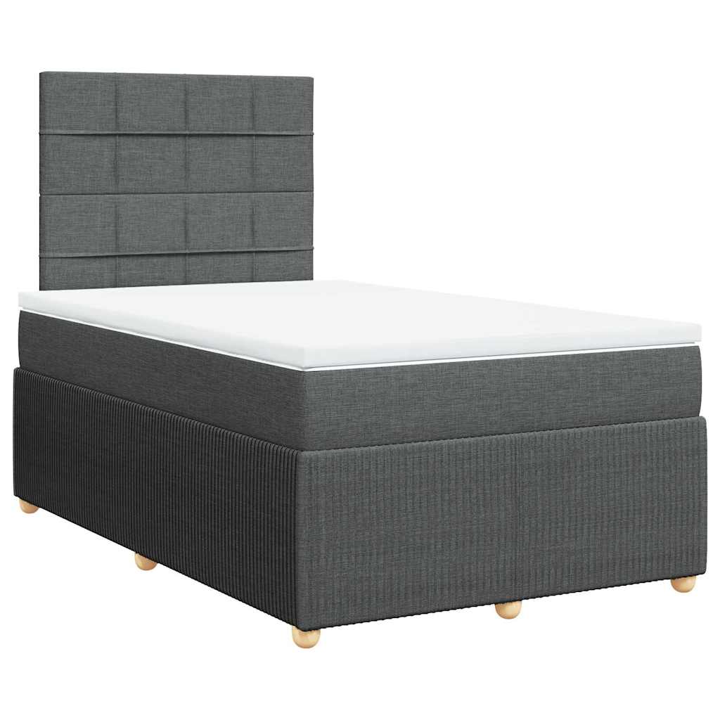 Κρεβάτι Boxspring με Στρώμα Σκούρο Γκρι 120x190 εκ Υφασμάτινο - Pakobazaar