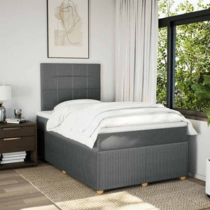 Κρεβάτι Boxspring με Στρώμα Σκούρο Γκρι 120x190 εκ Υφασμάτινο - Pakobazaar