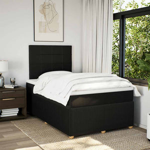 Κρεβάτι Boxspring με Στρώμα Μαύρο 120x190 εκ. Υφασμάτινο - Pakobazaar