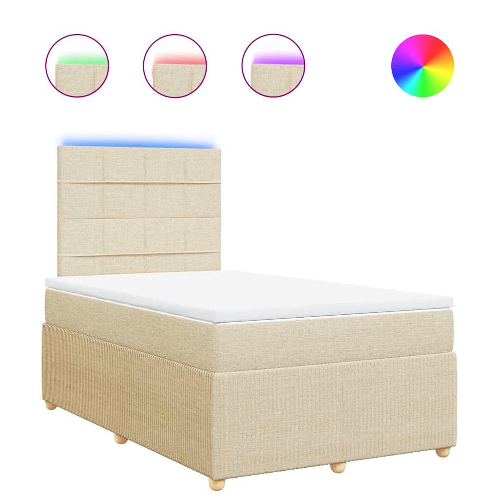 Κρεβάτι Boxspring με Στρώμα Κρεμ 120x190 εκ. Υφασμάτινο - Pakobazaar
