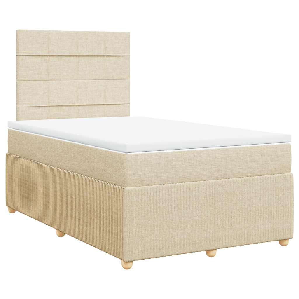 Κρεβάτι Boxspring με Στρώμα Κρεμ 120x190 εκ. Υφασμάτινο - Pakobazaar