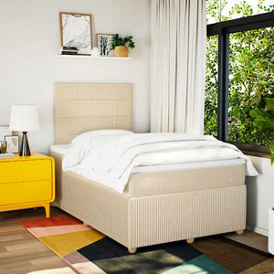 Κρεβάτι Boxspring με Στρώμα Κρεμ 120x190 εκ. Υφασμάτινο - Pakobazaar
