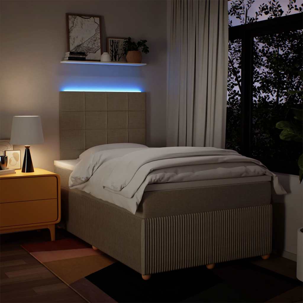 Κρεβάτι Boxspring με Στρώμα Κρεμ 120x190 εκ. Υφασμάτινο - Pakobazaar