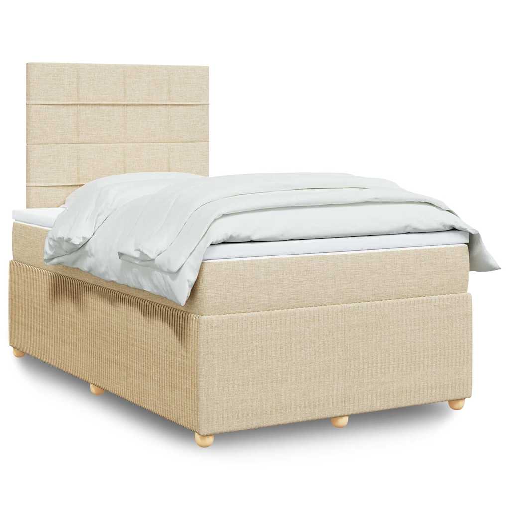 Κρεβάτι Boxspring με Στρώμα Κρεμ 120x190 εκ. Υφασμάτινο - Pakobazaar