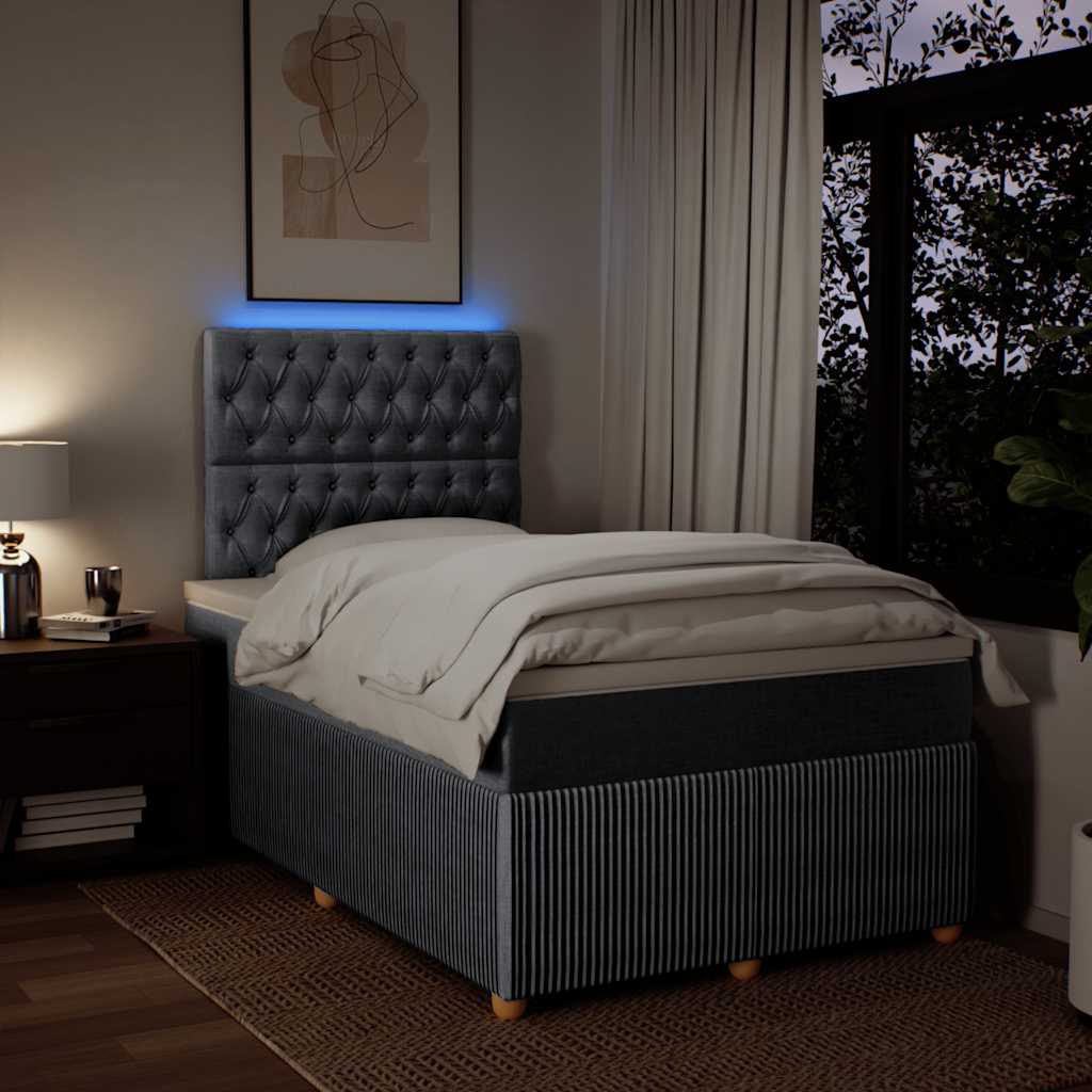 Κρεβάτι Boxspring με Στρώμα Ανοιχτό Γκρι 120x190 εκ. Υφασμάτινο - Pakobazaar