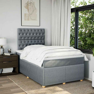 Κρεβάτι Boxspring με Στρώμα Ανοιχτό Γκρι 120x190 εκ. Υφασμάτινο - Pakobazaar