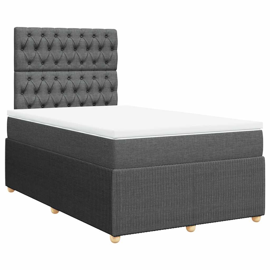 Κρεβάτι Boxspring με Στρώμα Σκούρο Γκρι 120x190 εκ Υφασμάτινο - Pakobazaar