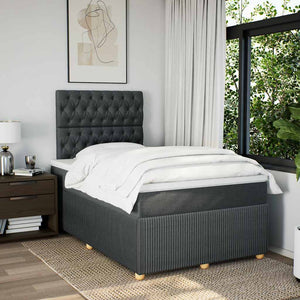 Κρεβάτι Boxspring με Στρώμα Σκούρο Γκρι 120x190 εκ Υφασμάτινο - Pakobazaar
