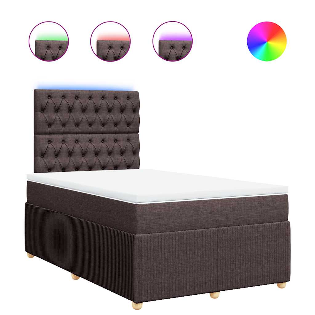 Κρεβάτι Boxspring με Στρώμα Σκούρο Καφέ 120x190 εκ Υφασμάτινο