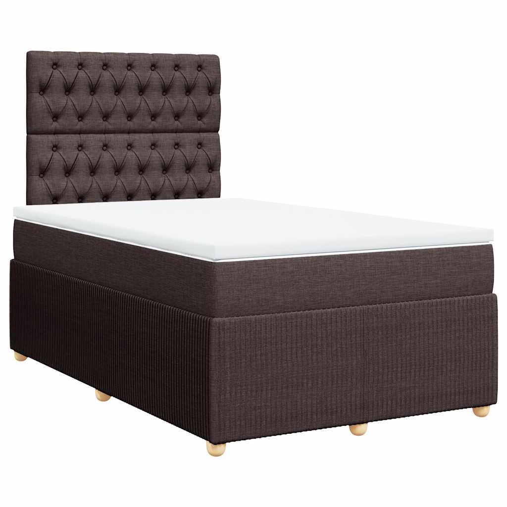 Κρεβάτι Boxspring με Στρώμα Σκούρο Καφέ 120x190 εκ Υφασμάτινο