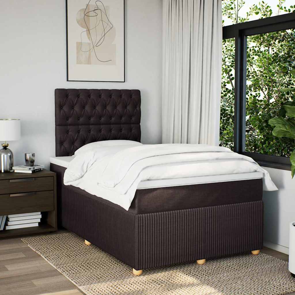 Κρεβάτι Boxspring με Στρώμα Σκούρο Καφέ 120x190 εκ Υφασμάτινο