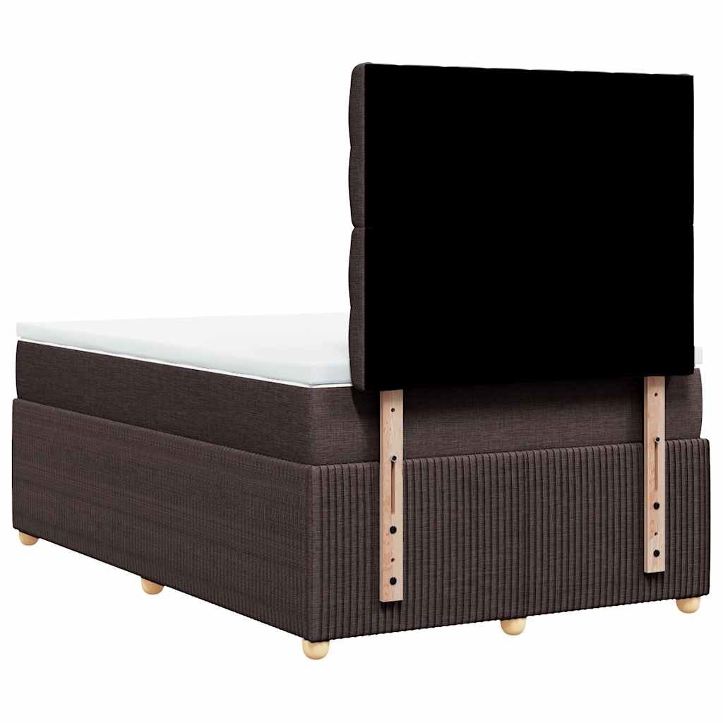 Κρεβάτι Boxspring με Στρώμα Σκούρο Καφέ 120x190 εκ Υφασμάτινο